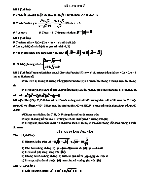 9 Đề thi tuyển sinh vào Lớp 10 THPT môn Toán